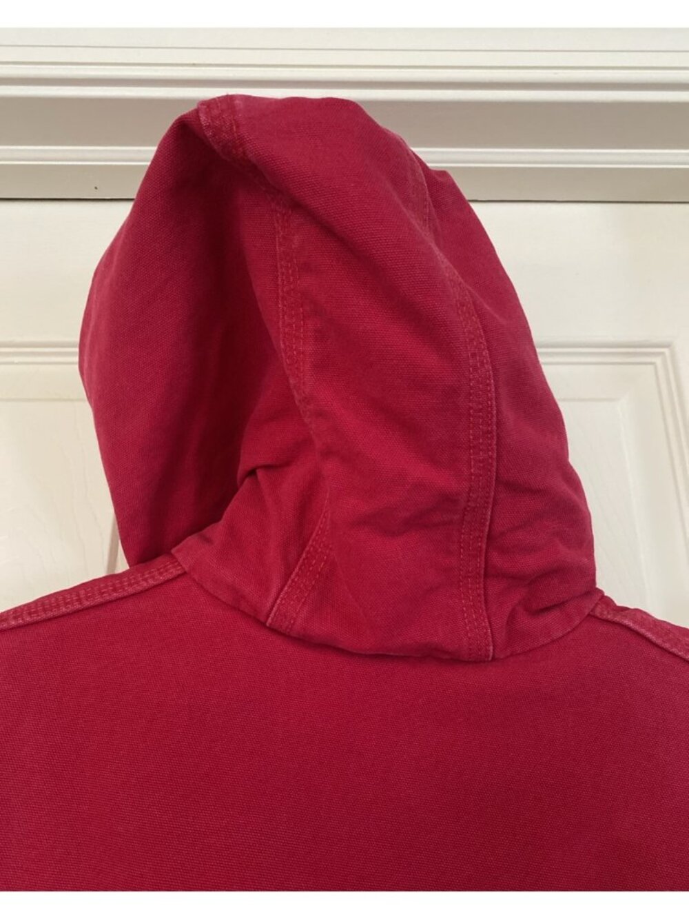 VTG Carhartt Y2K Unisex Red Hooded Zip-Up Work Farm Jacket Large USA Made - Picture 6 of 16